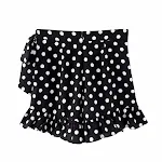 Zwarte polka dot shorts met ruches. Zomerse mode voor dames. Stijlvol en comfortabel, perfect voor warme dagen en een casual look. — foto 6