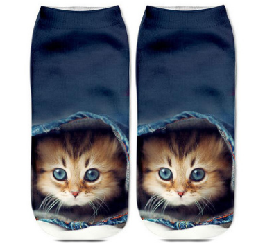 Popular Funny Unisex Short Socks 3D Cat Printed Anklet Socks Casual Socks — photo 5