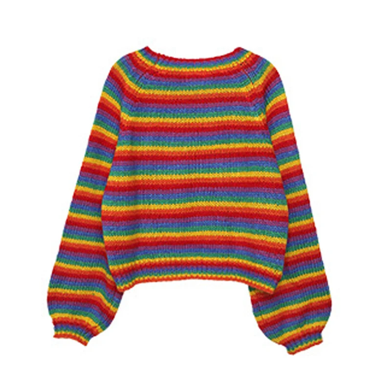 Title 6, Pullover da donna girocollo a righe arcobaleno ...