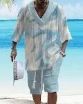 Men's Casual Printing Suit Summer Loose Short Sleeve T-shirt Shorts Set, the perfect summer outfit for comfort and relax — photo 17