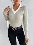 Women's Fashion Simple Knit Bottoming Shirt Versatile Design Comfortable Fit Round Neck Perfect for Layering with Pants — photo 3