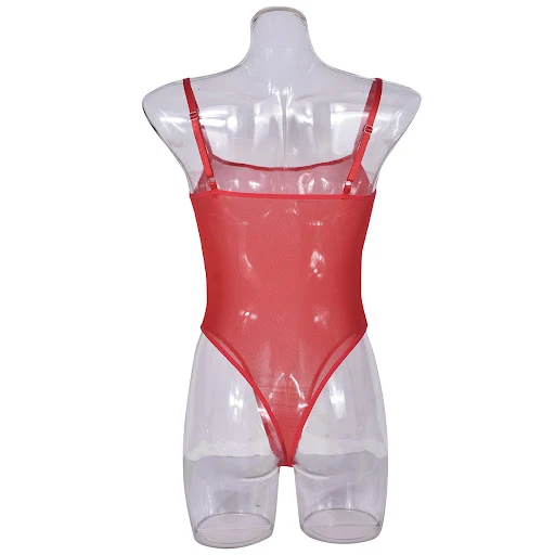 Title 12, Macacão sensual de tela transparente, sem costa...