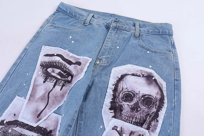 Title 4, Mens Street Retro Washed Old Patch Jeans offer...