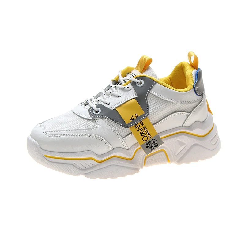 Title 5, Womens Fashion Thick-Soled Mesh White Shoes. L...