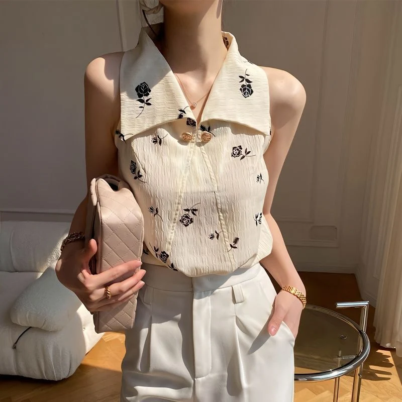 Camiseta Retro sin Mangas con Hombros Descubiertos para Mujer Verano Fresca y Casual Perfecta para Días Calurosos y Looks Estilosos — foto 1