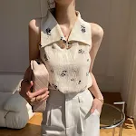 Camiseta Retro sin Mangas con Hombros Descubiertos para Mujer Verano Fresca y Casual Perfecta para Días Calurosos y Looks Estilosos — foto 1
