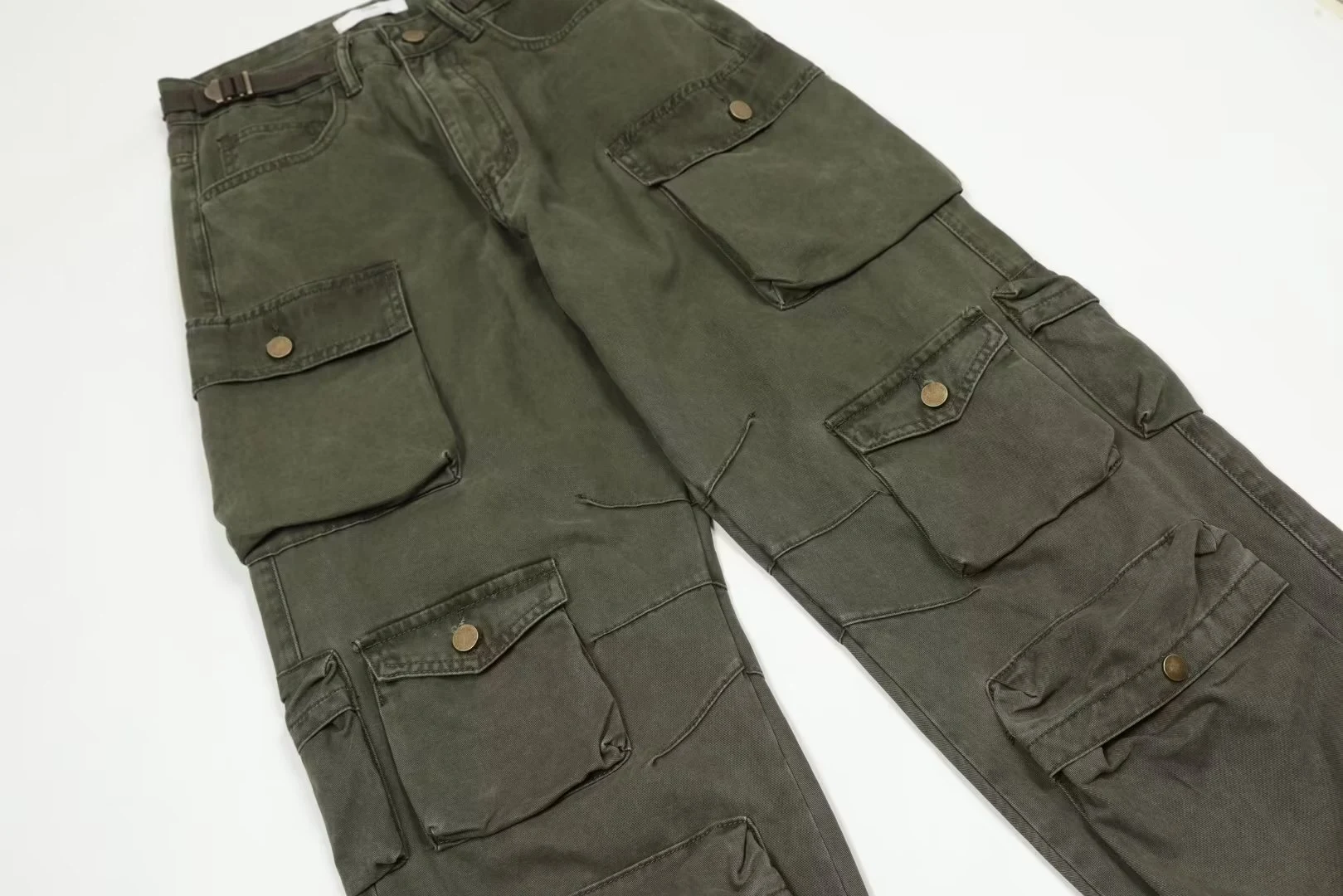 Title 21, Straight Quality Cotton Army Green Casual Pants...