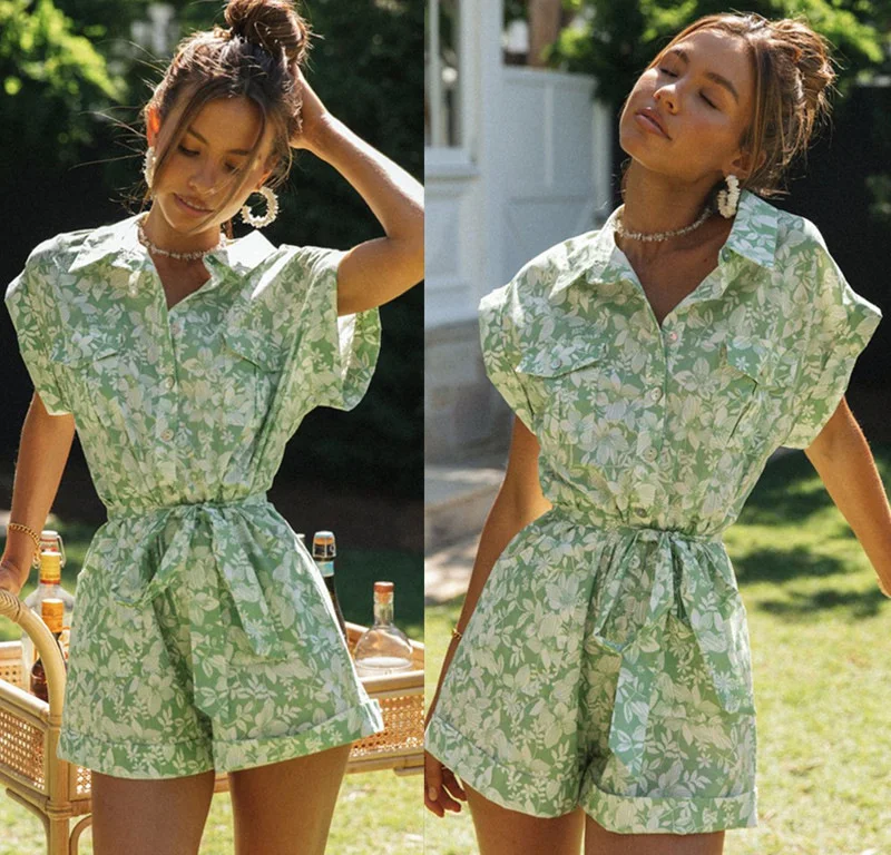 Macacão estampado feminino, moda europeia e americana, perfeito para um visual moderno e elegante, ideal para mulheres estilosas. — foto 15