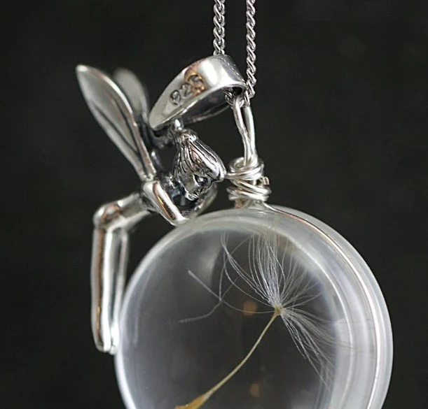 Colar de Orbes de Desejos com Sementes de Dente-de-Leão em Cristal da Moda, um Pingente Charmoso para Manifestar Seus Sonhos. — foto 4