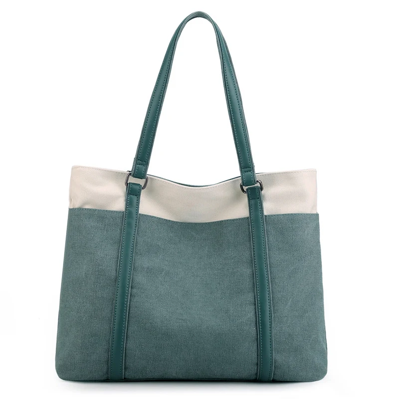 Bolsa feminina de ombro com combinação de cores, bolsa grande de tecido portátil. Ideal para carregar seus pertences com praticidade e elegância. — foto 9