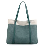 Bolsa feminina de ombro com combinação de cores, bolsa grande de tecido portátil. Ideal para carregar seus pertences com praticidade e elegância. — foto 9