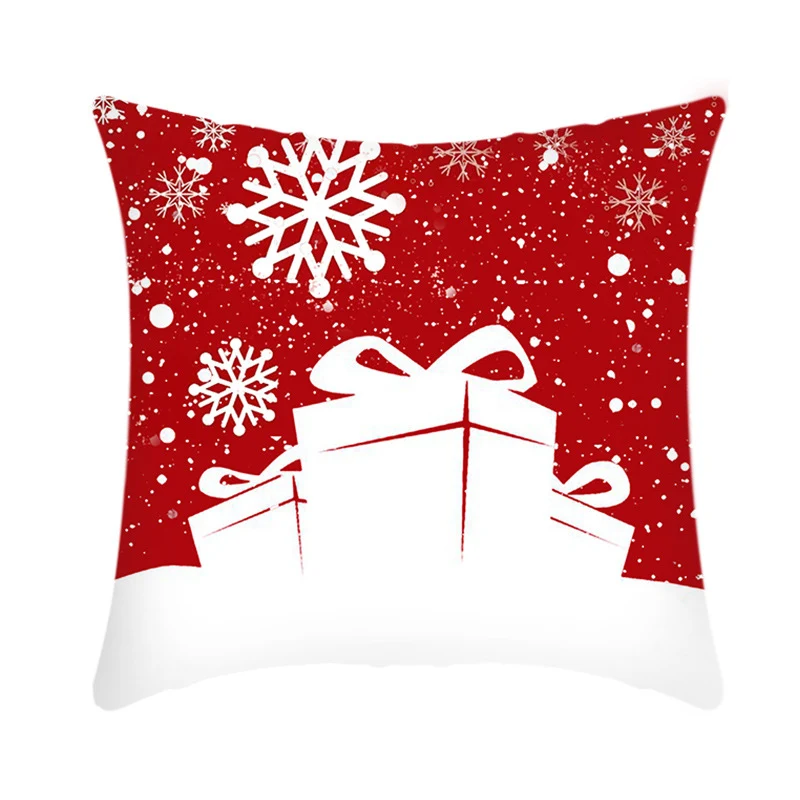 Capa de almofada Feliz Natal 45cm, desenho de alce e Papai Noel, pelúcia curta para sofá, capa decorativa para casa, fronha natalina, clima festivo — foto 16