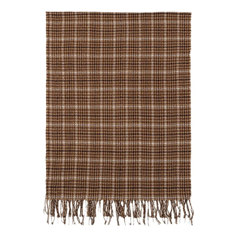 Cachecol xadrez de caxemira com franjas para homens e mulheres, macio e quente, perfeito para o inverno, elegante e versátil. — foto 2