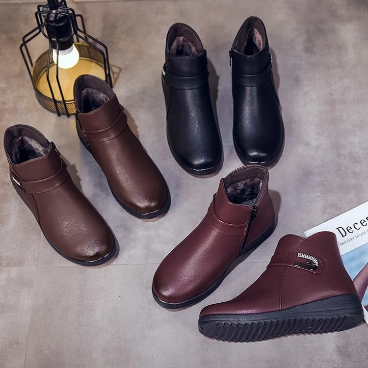 Sapatos de inverno para mães, algodão, veludo plus, para mulheres de meia-idade e idosas, conforto e aquecimento. — foto 7