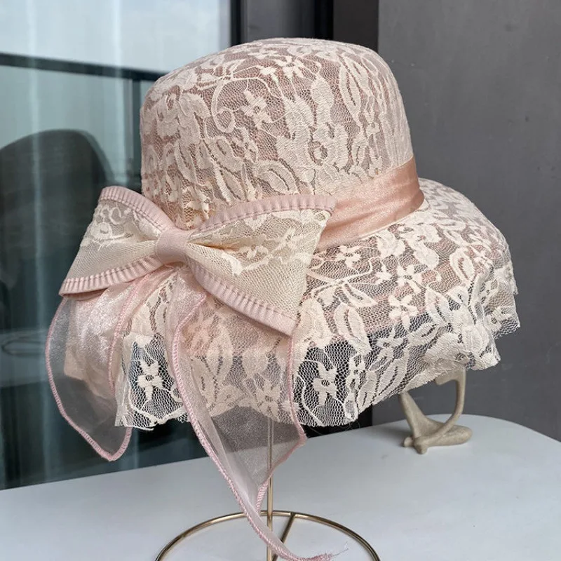 Title 6, Elegant Lace Bow Fisherman Hat For Children