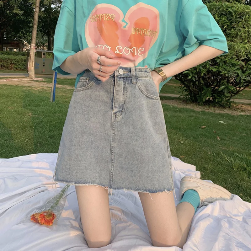 Damen Denim Rock Sommer Dünn High Waist A-Linie Rock Neues Design Kurzer Rock für kleine, angesagte Girls Perfekt für den Sommer — foto 1