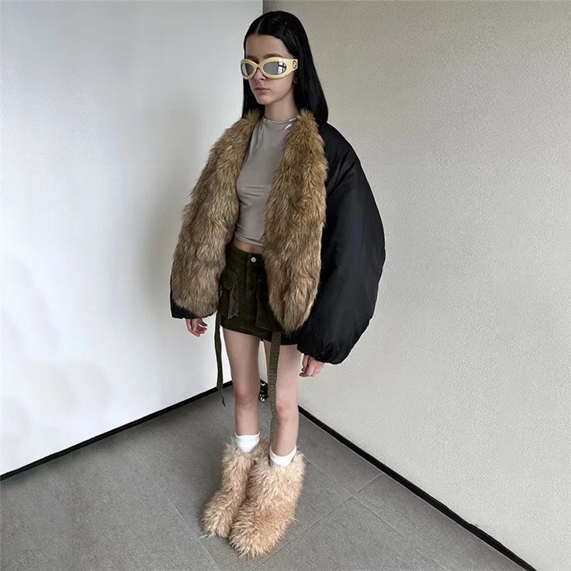Title 5, Fashion Fur Collar Cardigan Long Sleeve Coat fo...