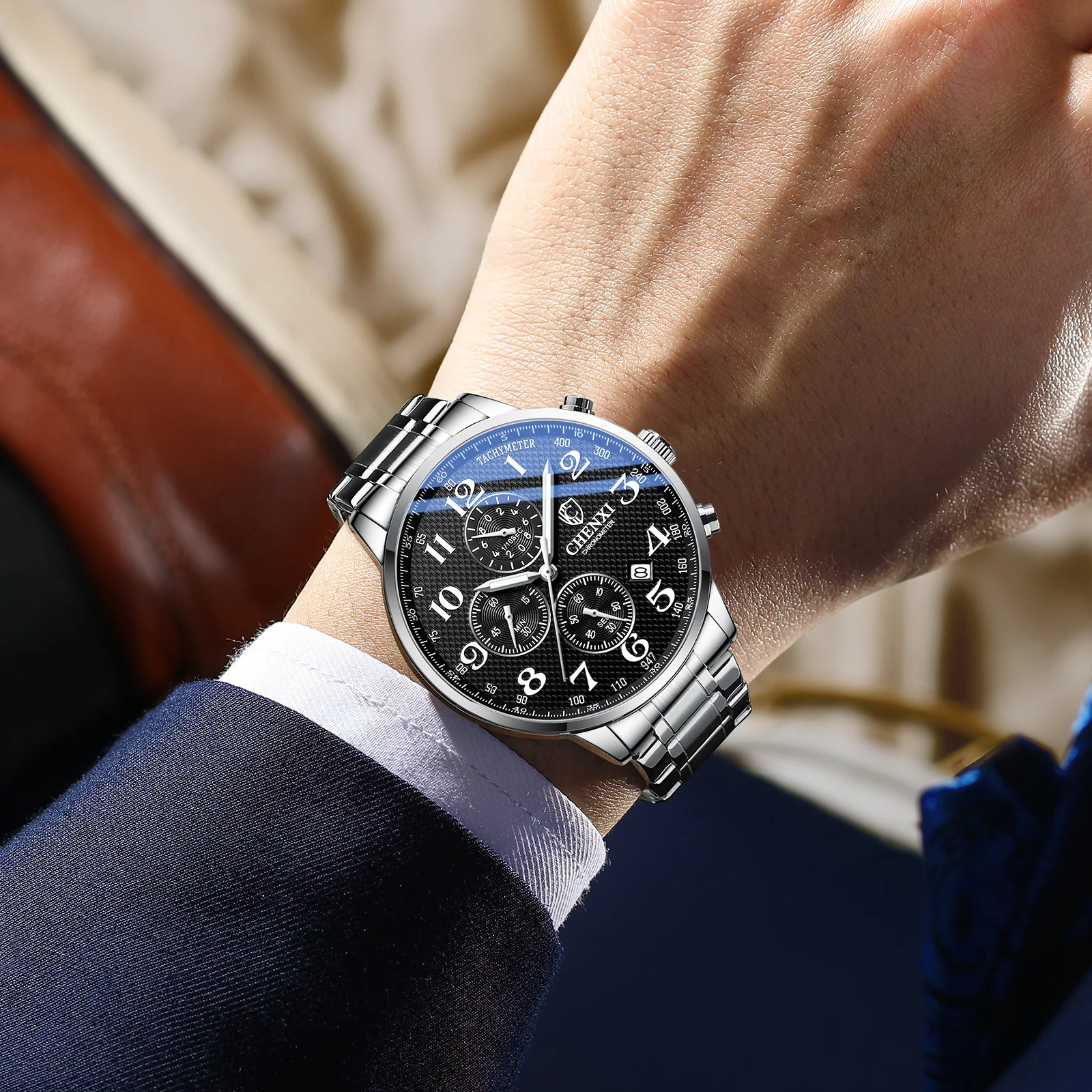 Relógio Masculino Multifuncional Quartz Design Moderno com Cronógrafo Ideal para Homens Exigentes. Perfeito para Todas as Ocasiões. Conforto e Estilo — foto 8