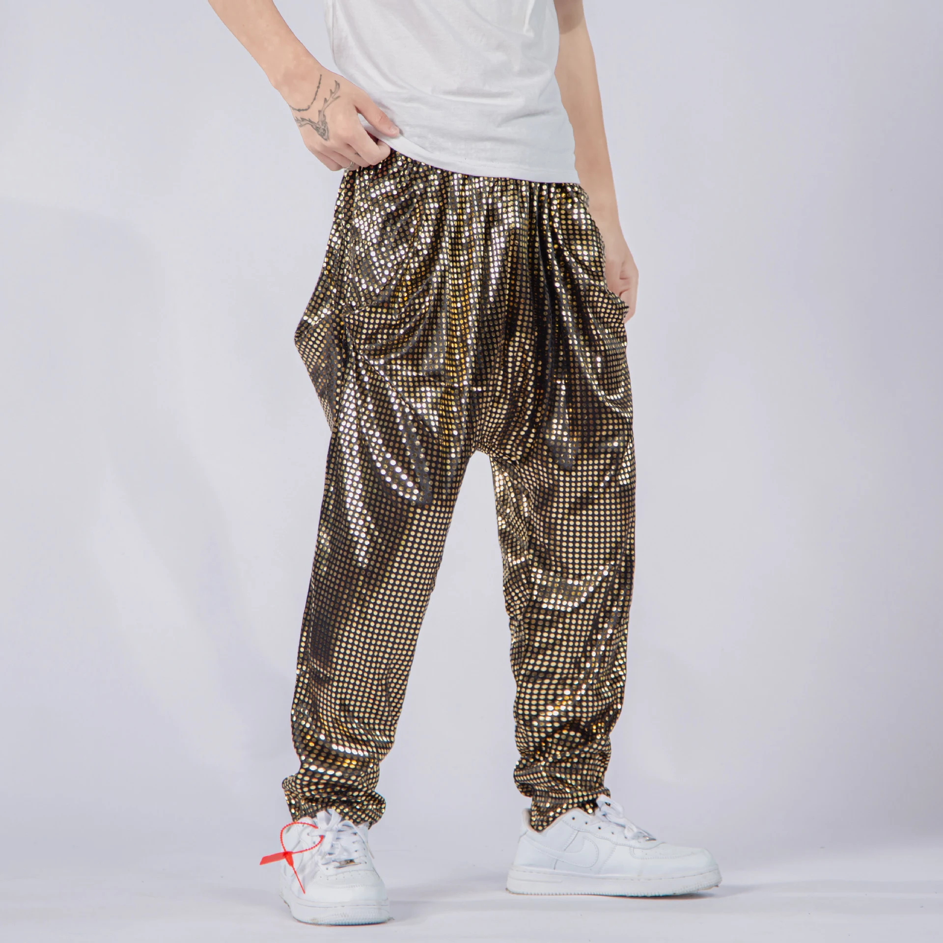 Title 5, Mens Polka Dot Sequined Shiny Harem Baggy Pant...