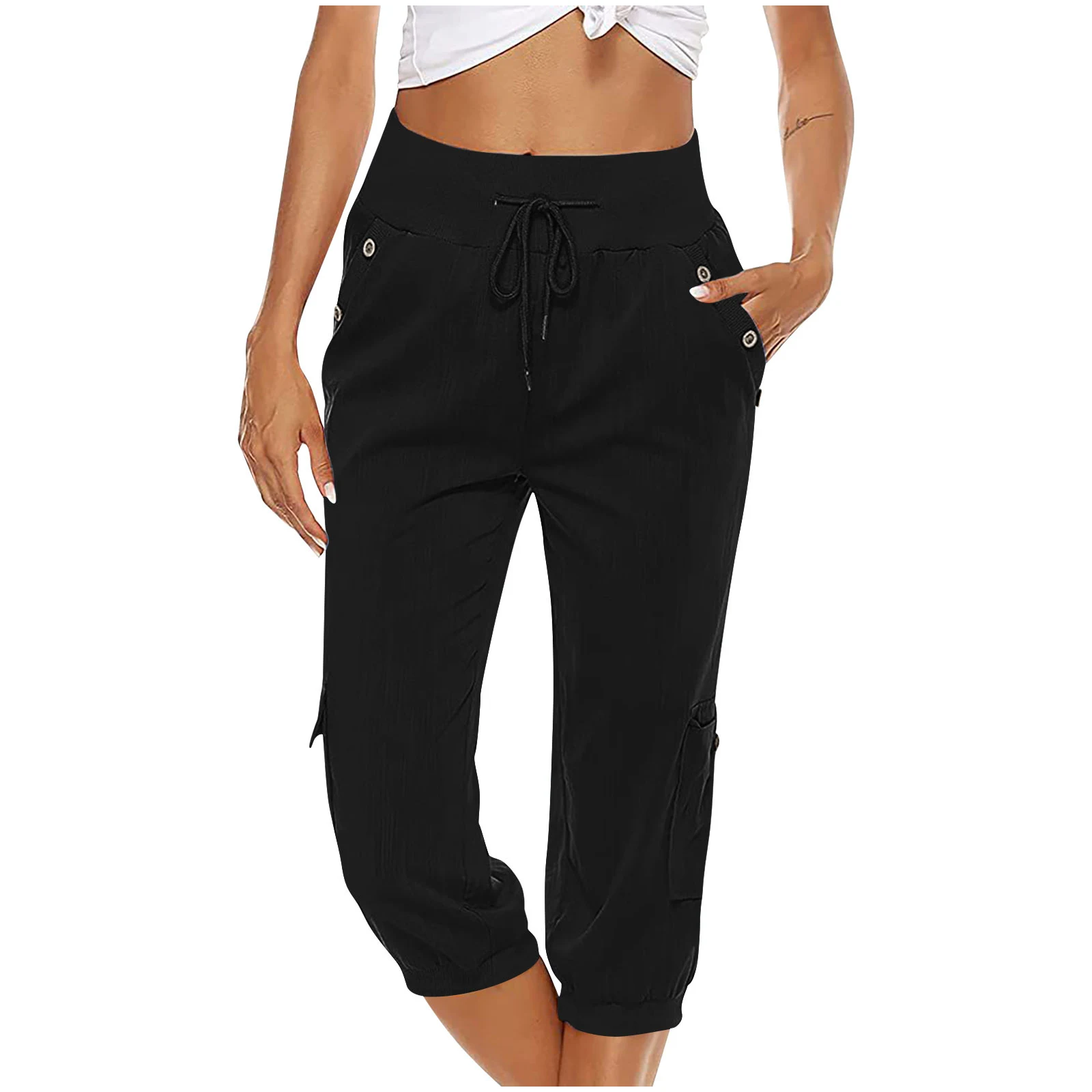 Title 7, Pantaloni Cropped Larghi da Donna, Tinta Unita,...