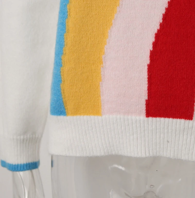 Title 3, Dames Patchwork Regenboog Gestreept Mode Trui, ...