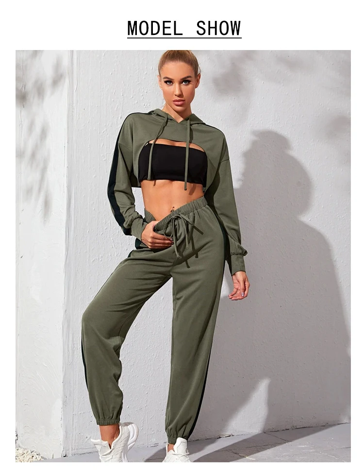 Mode losse casual sport fitness yoga kleding set. Ideaal voor trainingen en ontspanning. Comfortabel en stijlvol voor elke activiteit. — foto 9