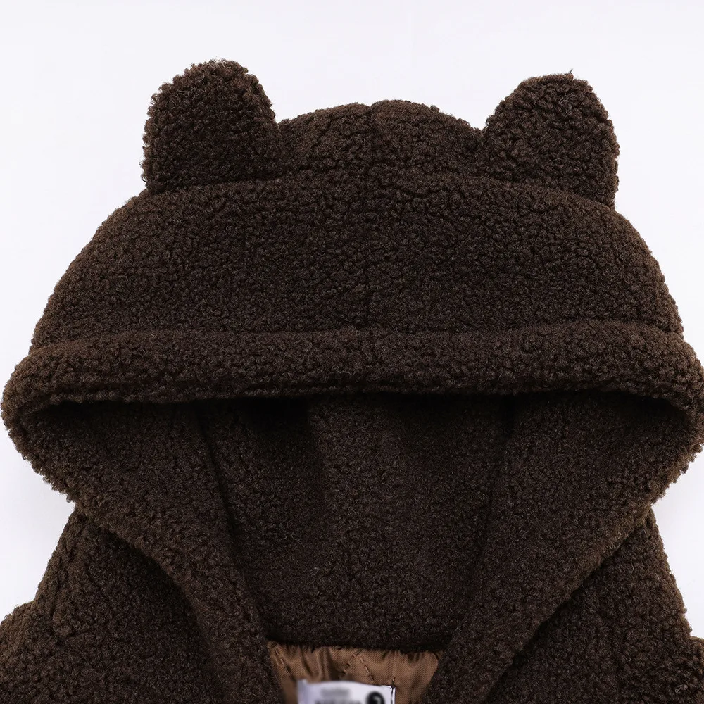 Lammwollmantel mit Kapuze und bestickten Teddybärohren — foto 19