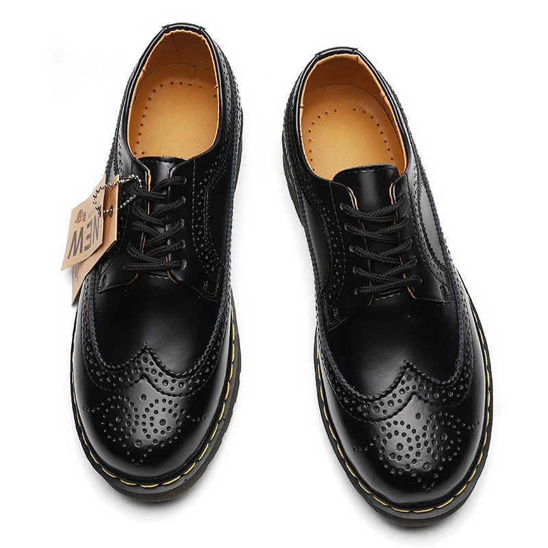 Martin Shoes Women's Low-cut Genuine Leather 5-hole Brogue, Round Head Lace-up Shoes, Stylish and Comfortable for Men an — photo 5