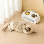 Duck Design Pet Double Bowl Plastic Kitten Dog Food Drinking Tray Feeder Cat Feeding Pet Supplies Accessories — photo 3