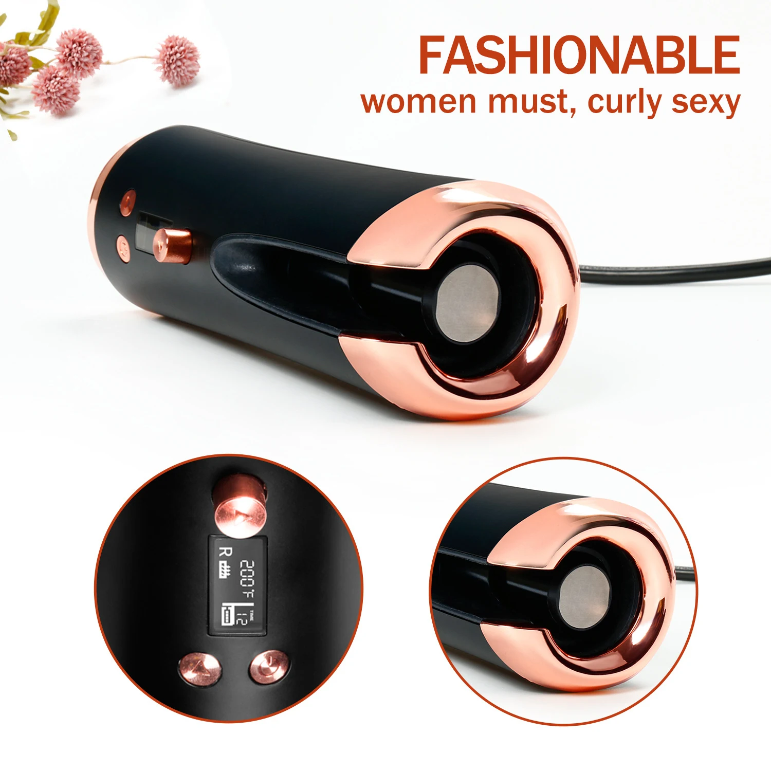 Title 1, Portable Automatic Curling Iron Wireless LCD, M...