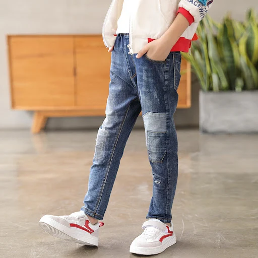 Title 3, Calças Jeans para Meninos Primavera e Outono No...