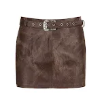 Women's Fashion Brown Vintage Tie-dye Leather Skirt. Achieve a stylish and unique look with this versatile, comfortable, — photo 4
