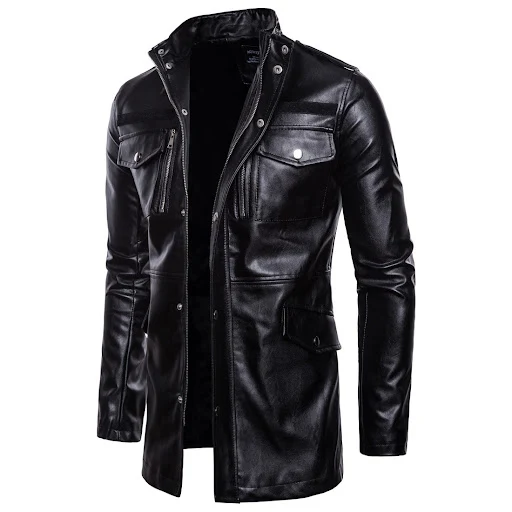 Title 2, Large size stand-up collar mens leather jacket...