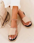 Dames Platte Sandalen Effen Kleur met Stiksel — foto 3