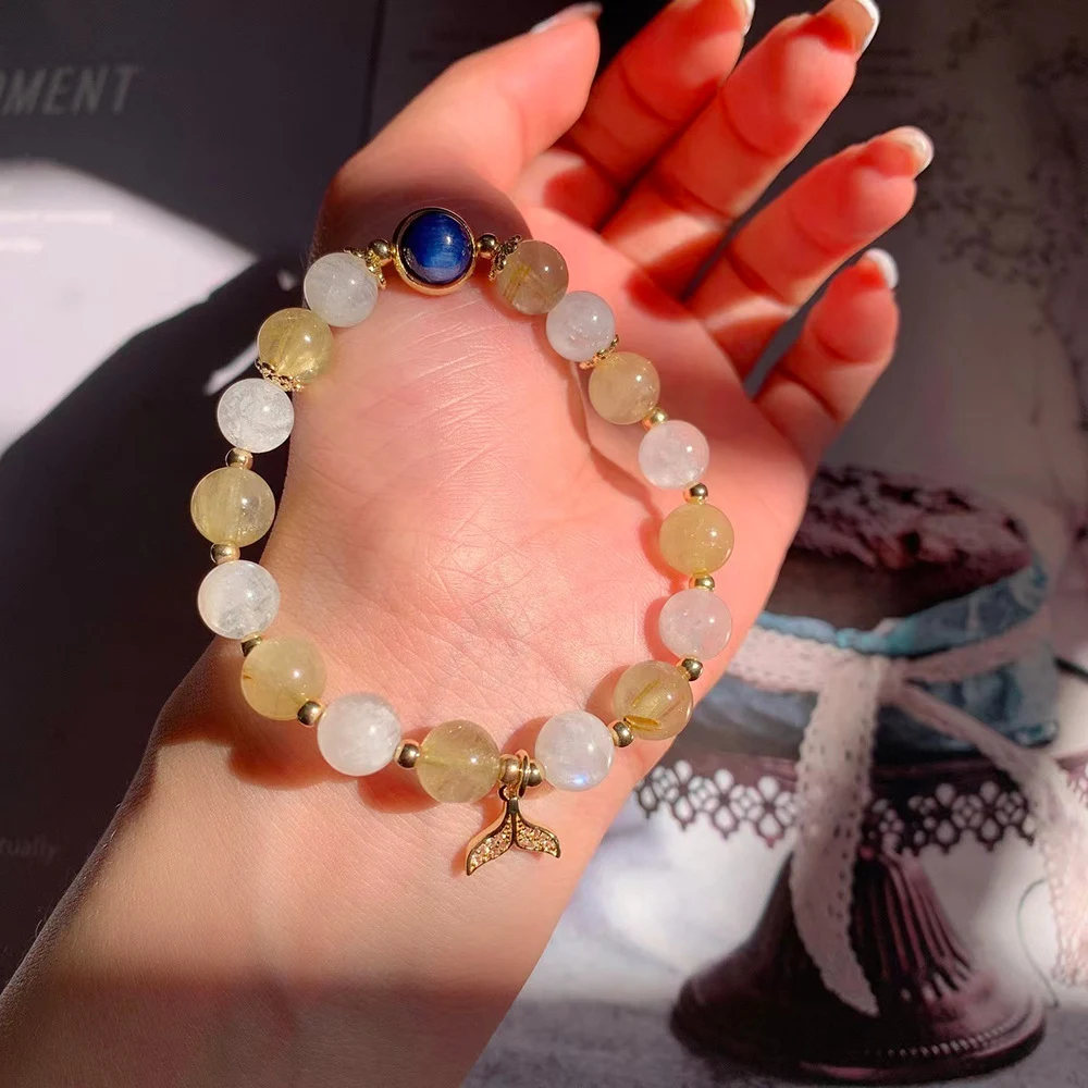 Pulseira de cristal azul claro Natural Blondie Moonlight Blue para um brilho deslumbrante e um toque de elegância natural, ideal para você. — foto 1