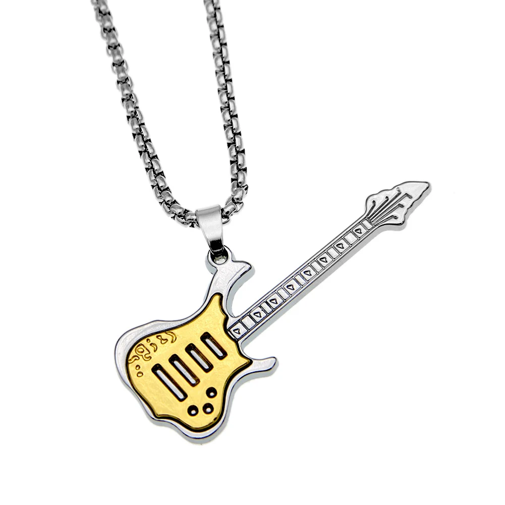 Colar de guitarra gótico de aço titânio de 2 camadas para homens, joia musical. Elegância e durabilidade para o músico moderno expressar sua paixão. — foto 23