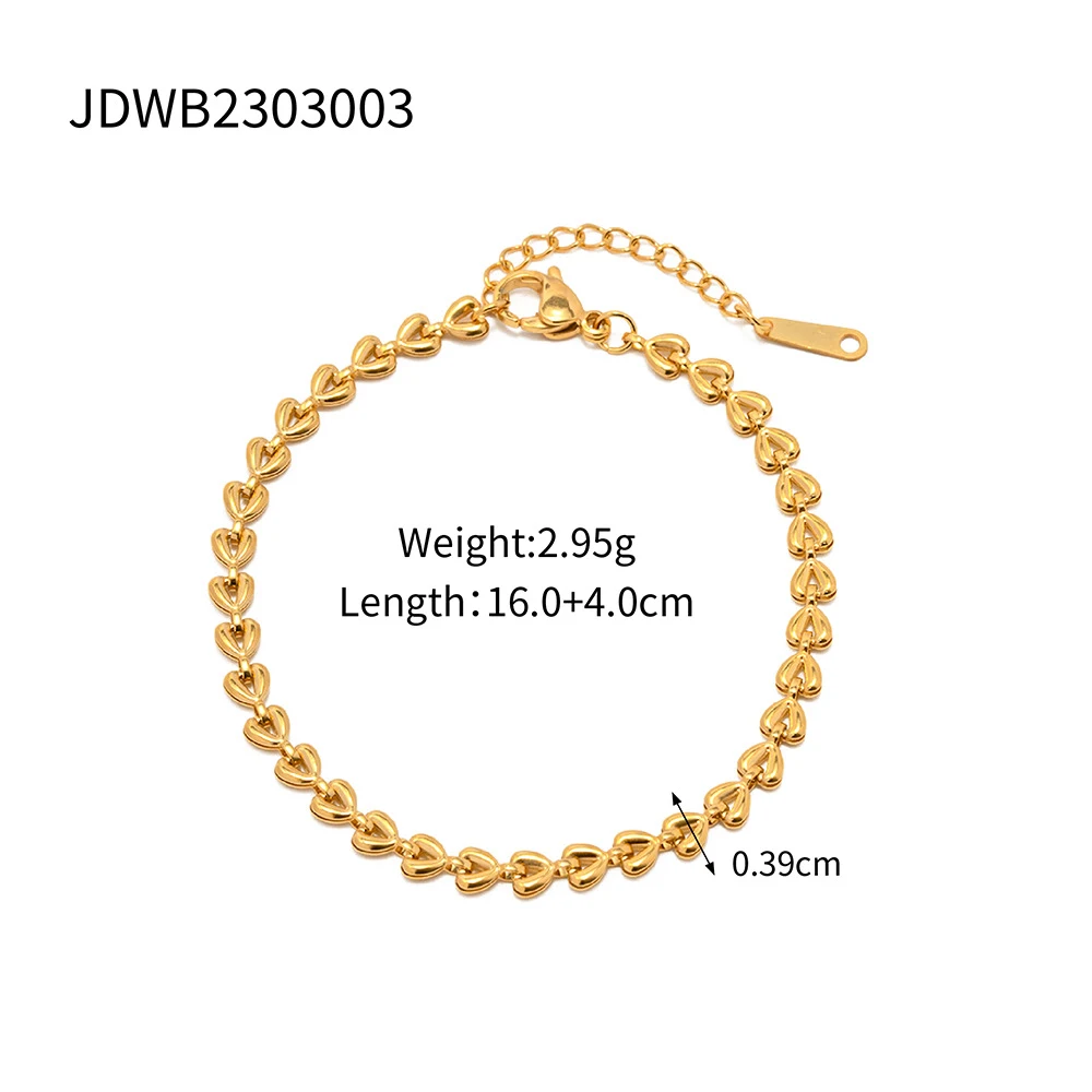 Colar e pulseira com design de coração vazado e trama, em aço inoxidável banhado a ouro 18K, estilo Ins, para um toque elegante. — foto 2