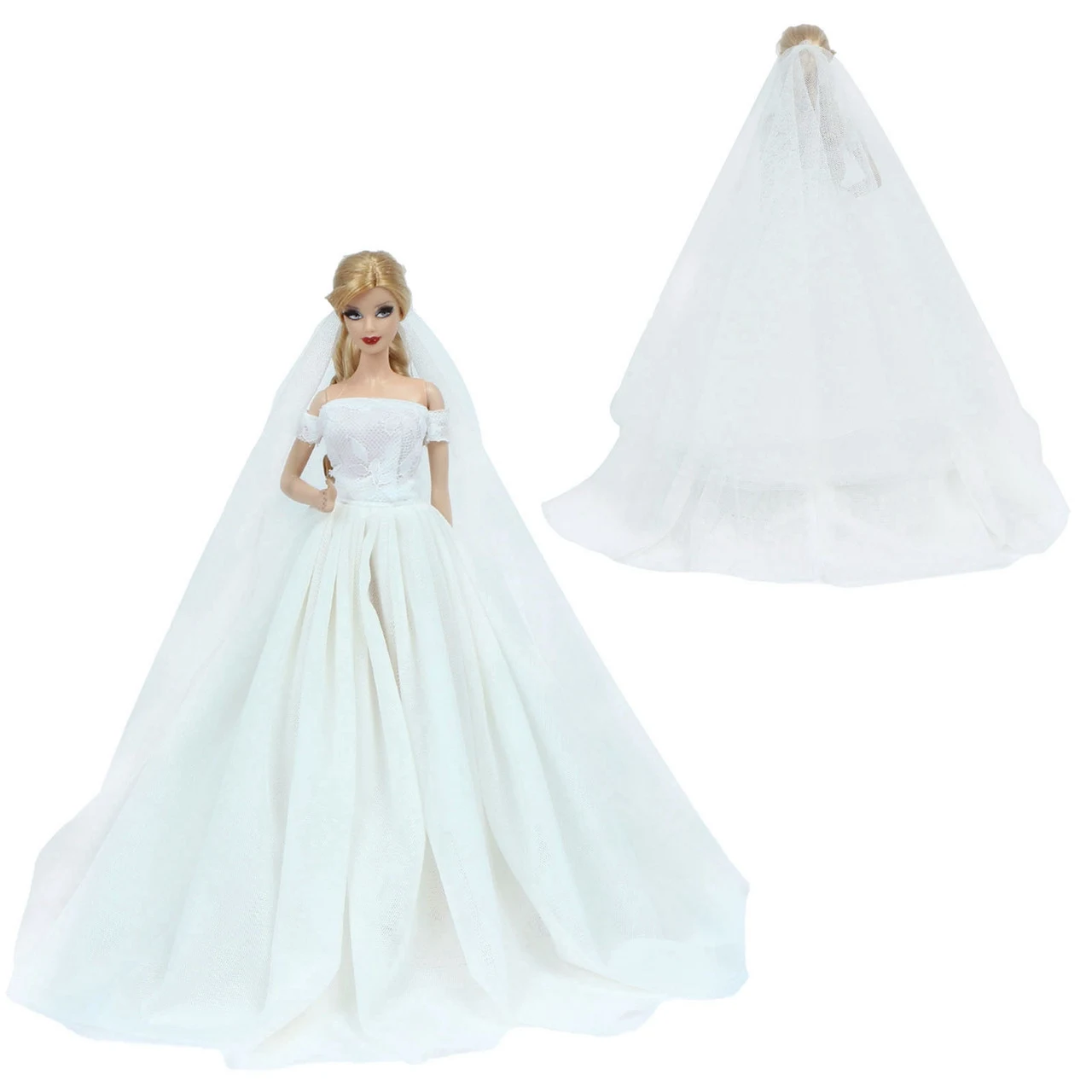 Saia Vestido Longo Fashion para Boneca de 30cm, com Cauda. Acessório charmoso para um visual elegante e atraente, perfeita para brincar — foto 3
