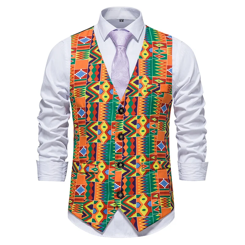 Colete floral casual masculino patchwork slim fit. Estilo moderno para o dia a dia. Caimento perfeito e design elegante. Conforto e versatilidade. — foto 9