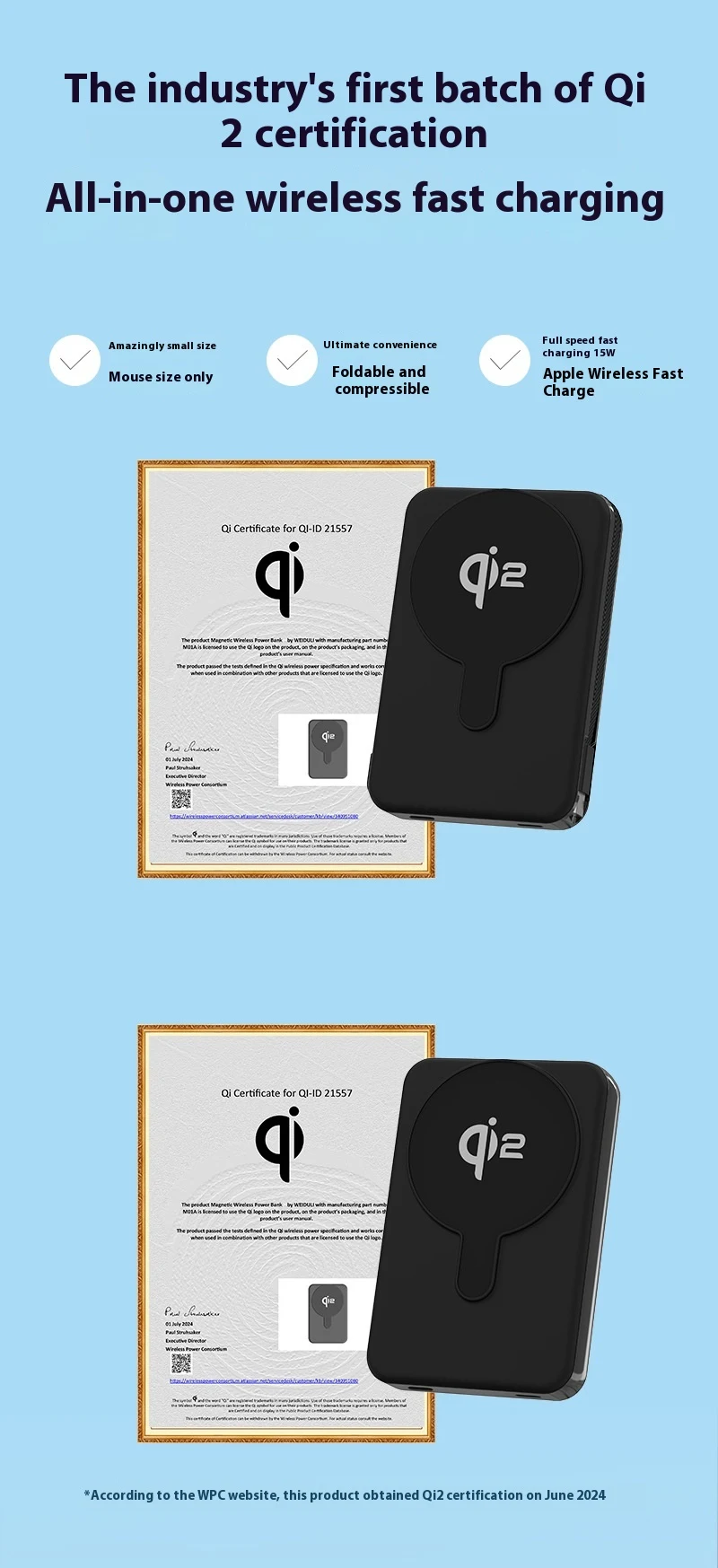 Title 11, New 35W QI2 Magnetic Wireless Power Bank with C...