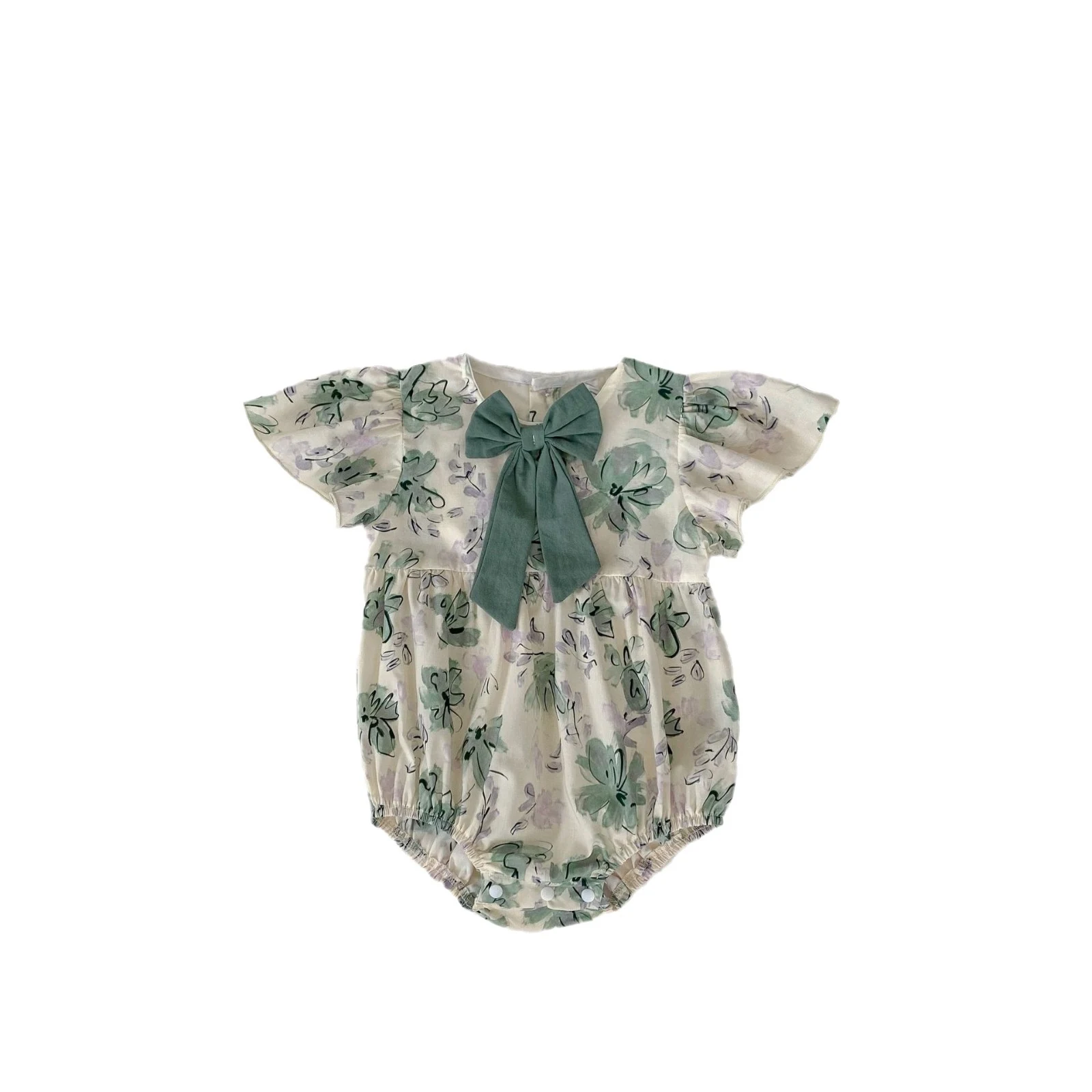 Macacão Romper de Verão para Bebê Menina com Estampa de Laço Jumpsuit Triângulo Conforto e Estilo para o Verão — foto 16