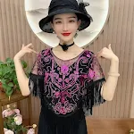Sequined Shawl Rose Red