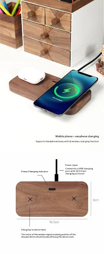 Title 7, Walnut Universal Double Charge 15W Fast Wireles...