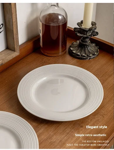 Title 12, Simple Western Food Steak Pasta Ceramic Flat Pl...