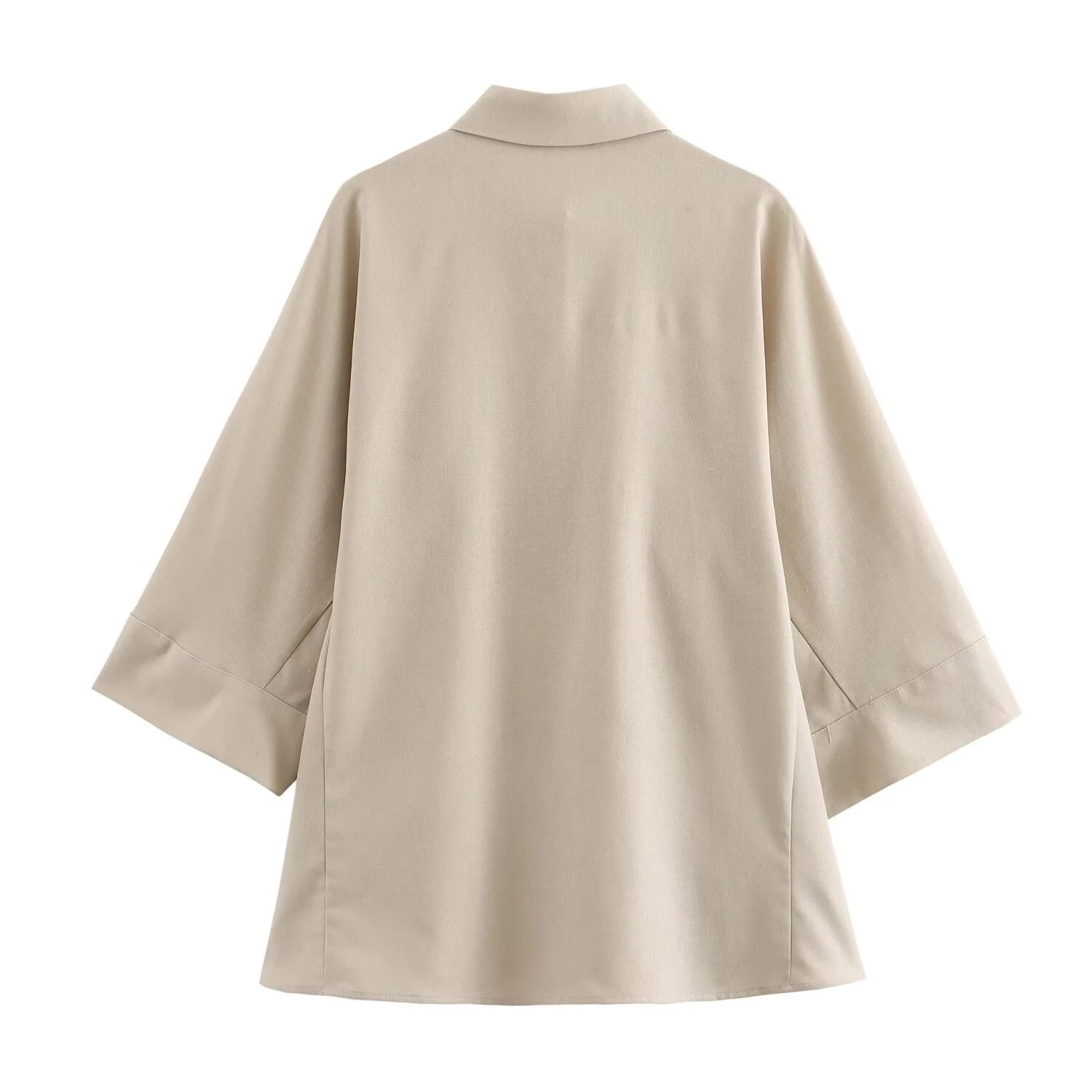 Title 8, Womens Linen Blend Wide Sleeve Shirt Straight-...
