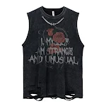 Camiseta colete casal desgastada retrô. Visual lavado e envelhecido. Ideal para um look vintage e casual para você e seu amor. — foto 1