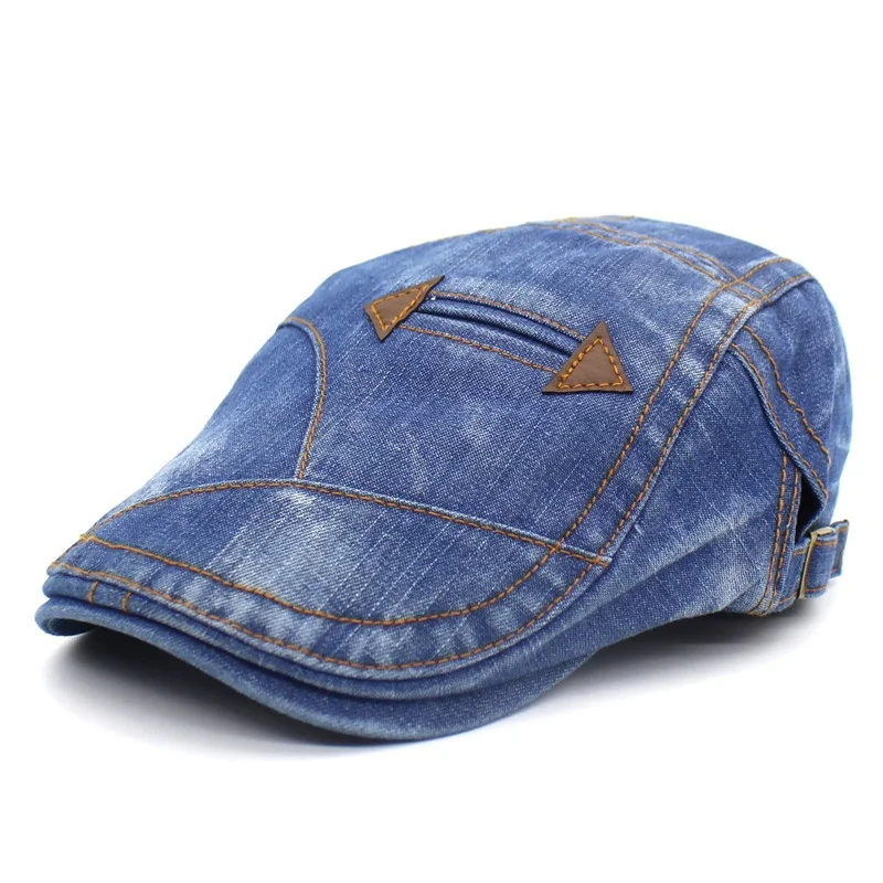 Title 3, Washed denim peaked beret for a casual, stylish...