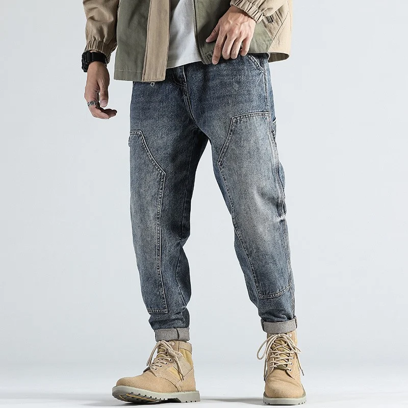 Title 3, Retro Straight Loose Plus Size Tooling Jeans vo...