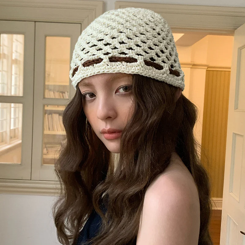 Title 3, Womens All-match Handmade Crochet Woolen Cap, ...