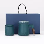 With gift box and tea caddy
